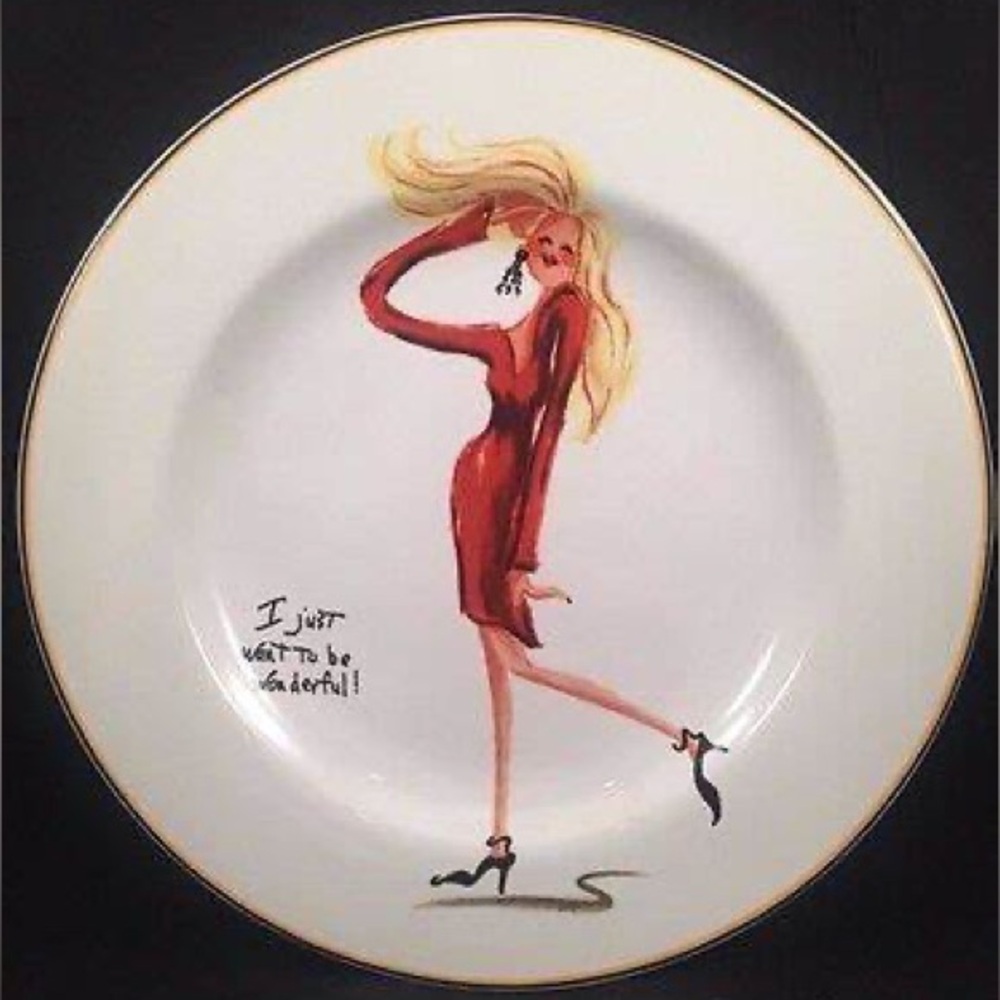 🆕 Sakura Chic 4pc Glamour Fashion Illustration Ceramic Porcelain Plates Set - Picture 7 of 8